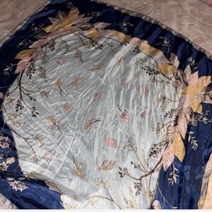 Navy blue floral head wrap, Turban Head Wrap